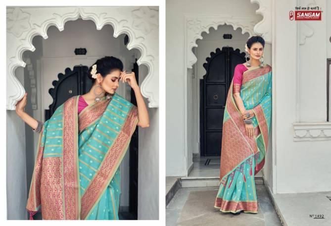 Sangam Saraswati New Exclusive Wear Fancy Organza Latest Sarees Collection
